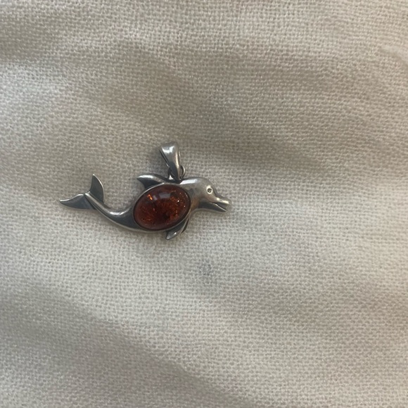 Genuine Amber and Silver Pendant - Picture 3 of 3